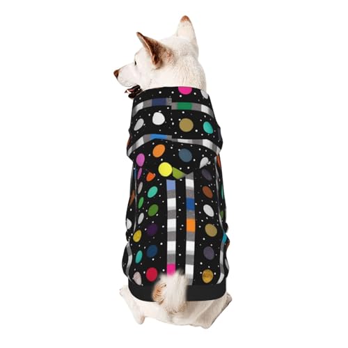 Kapuzenpullover für kleine Haustiere, glitzernd, Regenbogenfarben, gepunktet, Schwarz und Weiß, weich und atmungsaktiv, fusselt nicht leicht Kapuzenpullover für kleine Haustiere, glitzernd, Regenbogenfarben, gepunktet, Schwarz und Weiß, weich und atmungsaktiv, fusselt nicht leicht von ESASAM