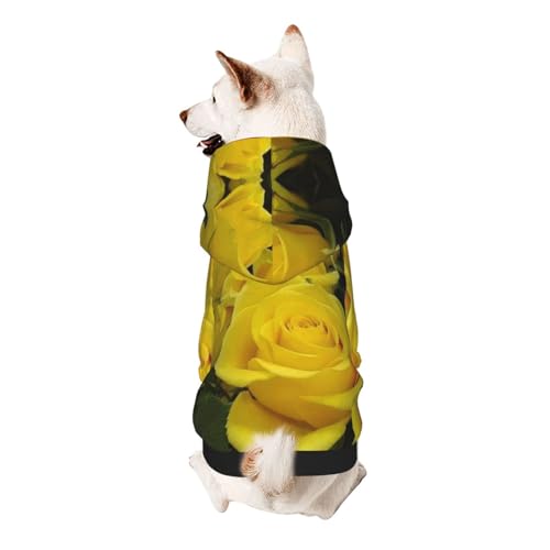 Kapuzenpullover für kleine Haustiere, mit gelben Rosen, weich und atmungsaktiv, fusselt nicht leicht von ESASAM