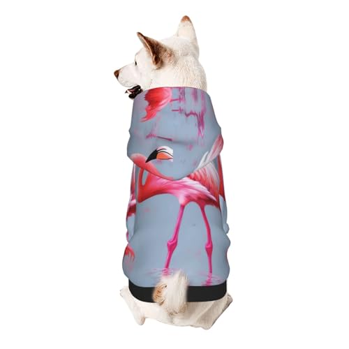 Kapuzenpullover für kleine Haustiere, rosa Flamingo, weich und atmungsaktiv, fusselt nicht leicht von ESASAM