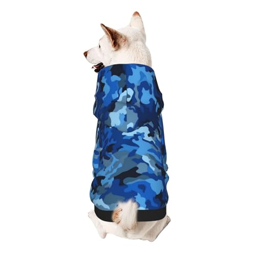 Kapuzenpullover für kleine Haustiere, weich, atmungsaktiv, fusselfrei, Blau von ESASAM