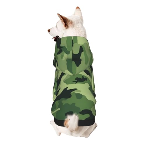 Kapuzenpullover für kleine Haustiere, weich, atmungsaktiv, fusselfrei, Camouflagegrün von ESASAM