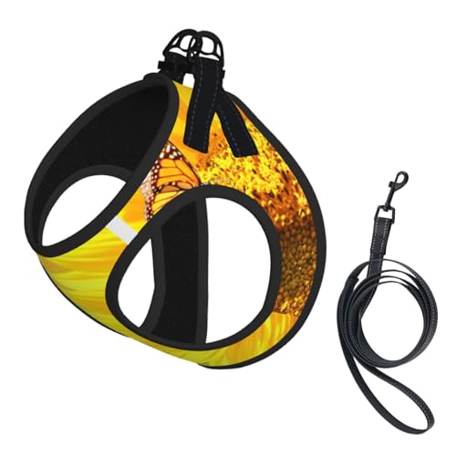 Kompakte Strapsweste für Haustiere, Motiv: Sonnenblumen, Schmetterlinge und Sonnen, das perfekte kleine Haustier für einen bequemen Spaziergang Kompakte Strapsweste für Haustiere, Motiv: Sonnenblumen, Schmetterlinge und Sonnen, das perfekte kleine Haustier für einen bequemen Spaziergang von ESASAM