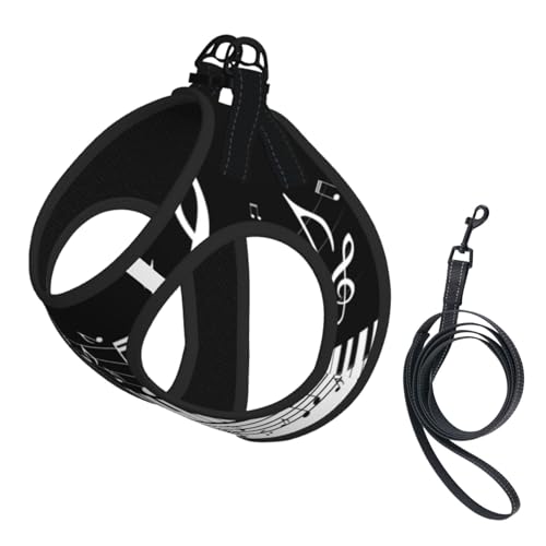 Kompakte Strapsweste für Haustiere mit Musiknoten, das perfekte kleine Haustier für einen bequemen Spaziergang, Schwarz / Weiß Kompakte Strapsweste für Haustiere mit Musiknoten, das perfekte kleine Haustier für einen bequemen Spaziergang, Schwarz / Weiß von ESASAM