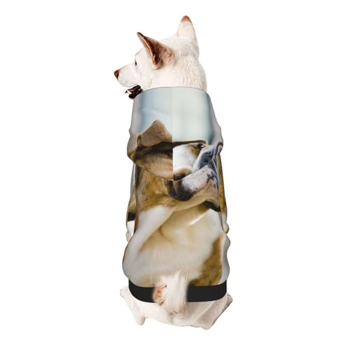 Lustiger Kapuzenpullover für kleine Haustiere, englische Bulldogge, weich und atmungsaktiv, fusselt nicht leicht von ESASAM