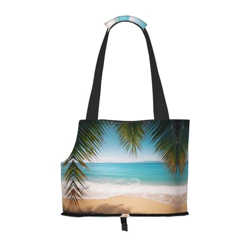 Ocean Sea Beach Palm Leaves Portable Foldable Pet Shoulder Bag-Travel Companion Of Little Cutes von ESASAM