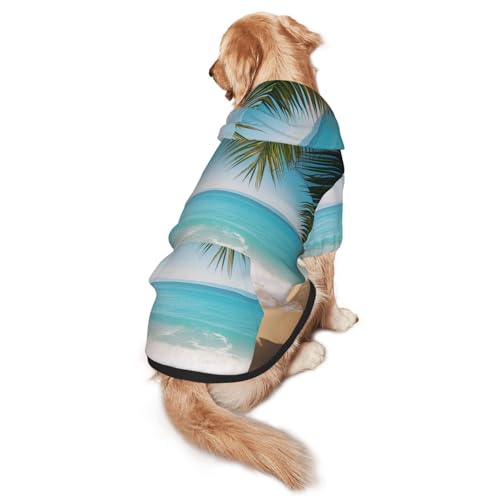 Ocean Sea Beach Palmenblätter, große und mittelgroße Haustiere, Kapuzenpullover, stilvoll und schön, warm und bequem von ESASAM