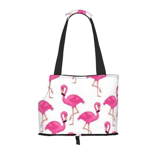 Pink Flamingo Haustier-Tragetasche, kompakt und bequem, tragbare Haustier-Tragetasche für Reisen, von Fluggesellschaften zugelassen, Haustier-Tragetasche, Outdoor- und faltbare Haustier-Tragetasche von ESASAM