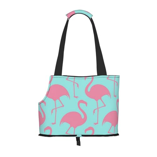 Pink Flamingo Haustier-Tragetasche, kompakt und bequem, tragbare Haustier-Tragetasche für Reisen, von Fluggesellschaften zugelassen, Haustier-Tragetasche, Outdoor- und faltbare Haustier-Tragetasche von ESASAM