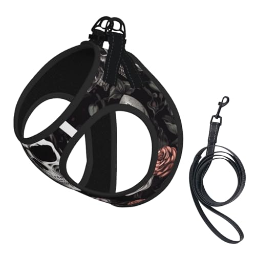 Schwarze Hosenträgerweste für Haustiere mit Halloween-Totenkopf-Motiv, das perfekte kleine Haustier für einen bequemen Spaziergang Schwarze Hosenträgerweste für Haustiere mit Halloween-Totenkopf-Motiv, das perfekte kleine Haustier für einen bequemen Spaziergang von ESASAM