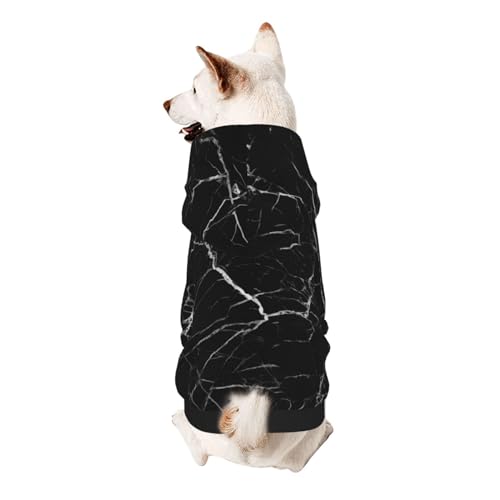 Schwarzer Marmor-Hoodie für kleine Haustiere, weich und atmungsaktiv, fusselt nicht leicht von ESASAM