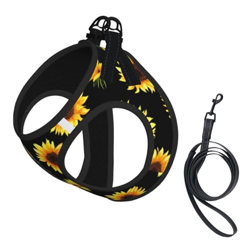Strapsweste für Haustiere, Motiv: Sonnenblumen, blühende Blumen, Pflanzen, Schwarz und Gelb, kompaktes Haustier, das perfekte kleine Haustier für einen bequemen Spaziergang Strapsweste für Haustiere, Motiv: Sonnenblumen, blühende Blumen, Pflanzen, Schwarz und Gelb, kompaktes Haustier, das perfekte kleine Haustier für einen bequemen Spaziergang von ESASAM