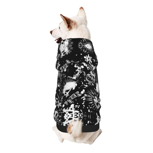 Weißer Punk-Totenkopf-Kapuzenpullover für kleine Haustiere, weich und atmungsaktiv, fusselt nicht leicht Weißer Punk-Totenkopf-Kapuzenpullover für kleine Haustiere, weich und atmungsaktiv, fusselt nicht leicht von ESASAM