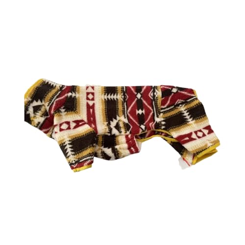 Dackel-Hunde-Rollkragenpullover, Einteiler im Boho-Stil, weicher Fleece-Ganzkörper-Overall, warmes Winteroutfit für Dackel und Mini-Dackel (Gelb, XL (8,6–10,4 kg)) von ESCCBOO