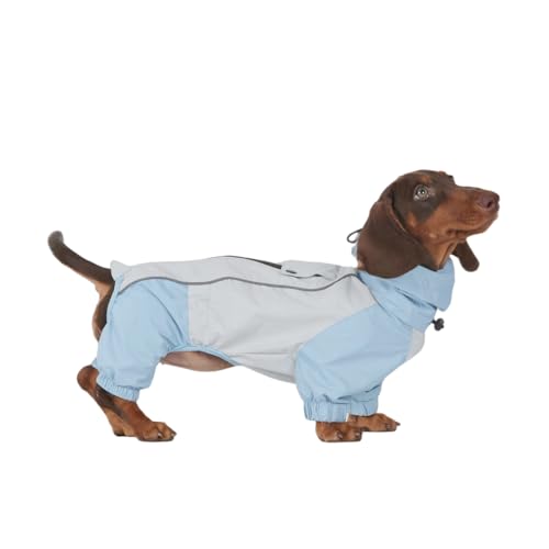 Dackel Regenmantel, wasserdichte 4-Bein Hundejacke, Leichter Outdoor Windbreaker für Mini Dackel(XS(3-4kg) von ESCCBOO