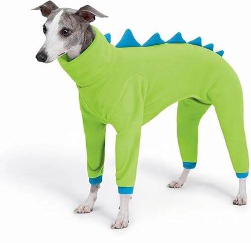 ESCCBOO Fleece-Einteiler für Italienische Windhunde & Whippets – Weiches Dinosaurier-Kostüm mit Rollkragen, Warmer Overall für Hunde (Grün, M) von ESCCBOO