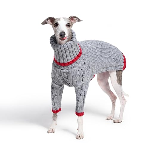 ESCCBOO Windhund Kleidung Warmer Pullover für Whippets Hund Onesie Zweibeiner Rollkragen Warmer Pullover für Kleine Mittlere Hunde (S, Grau) von ESCCBOO