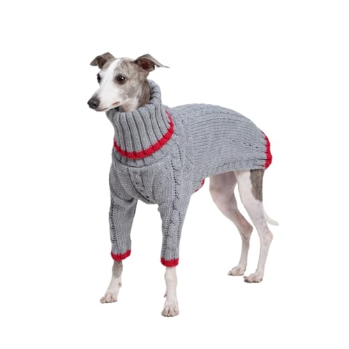 ESCCBOO Italienische Windhundkleidung, warmer Pullover für Whippets, Einteiler für Hunde, zweibeiniger Rollkragen, warmer Pullover für kleine mittelgroße Hunde (XX-Large, Grau) von ESCCBOO