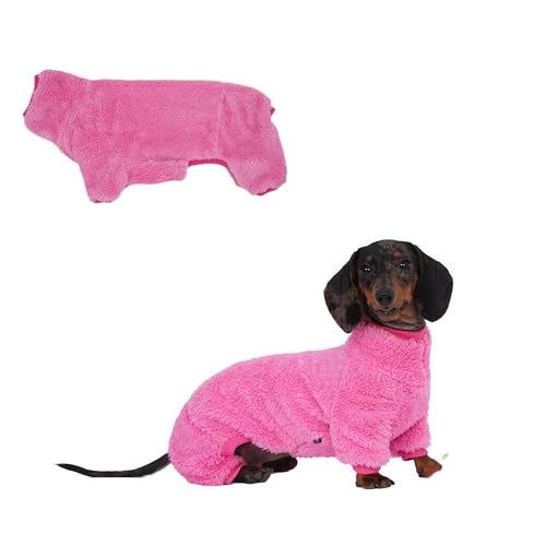 Fleece-Overall mit Dackel-Motiv, Rollkragenpullover, geeignet für Dackel, Winter, weich, gemütlich, Neonrosa, Größe L Fleece-Overall mit Dackel-Motiv, Rollkragenpullover, geeignet für Dackel, Winter, weich, gemütlich, Neonrosa, Größe L von ESCCBOO
