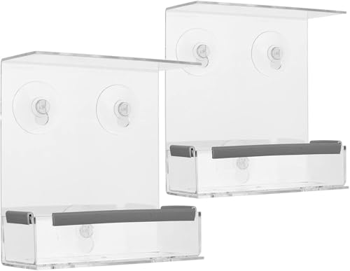 2er-Pack Fenster-Vogelfutterspender, Vogelhäuschen for draußen, Fenster-Vogelfutterspender mit starken Saugnäpfen und herausnehmbarer Futterschale mit Abflusslöchern. Vogelfutterspender for draußen fo 2er-Pack Fenster-Vogelfutterspender, Vogelhäuschen for draußen, Fenster-Vogelfutterspender mit starken Saugnäpfen und herausnehmbarer Futterschale mit Abflusslöchern. Vogelfutterspender for draußen fo von ESESE