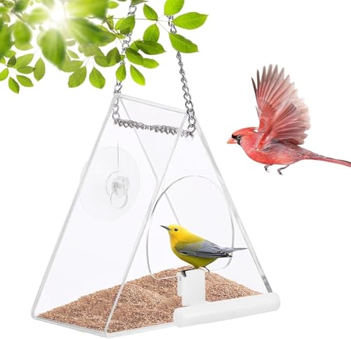 Fenster-Vogelhäuschen mit starken Saugnäpfen und Kette, kann am Fenster aufgehängt und angesaugt Werden, transparentes Vogelhäuschen for Fenster, Vogelhäuschen geeignet for den Garten(Triangular) Fenster-Vogelhäuschen mit starken Saugnäpfen und Kette, kann am Fenster aufgehängt und angesaugt Werden, transparentes Vogelhäuschen for Fenster, Vogelhäuschen geeignet for den Garten(Triangular) von ESESE