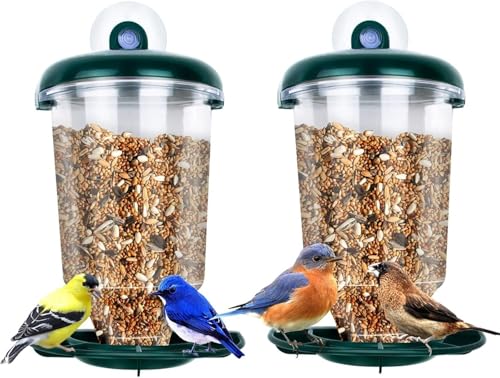 Vogelfutterspender fürs Fenster, 2er-Pack, Vogelhäuschen for draußen mit starken Saugnäpfen und abnehmbarem Futterkasten, Vogelfutterspender for draußen for Wildvögel, Kardinal, Blaumeise Vogelfutterspender fürs Fenster, 2er-Pack, Vogelhäuschen for draußen mit starken Saugnäpfen und abnehmbarem Futterkasten, Vogelfutterspender for draußen for Wildvögel, Kardinal, Blaumeise von ESESE