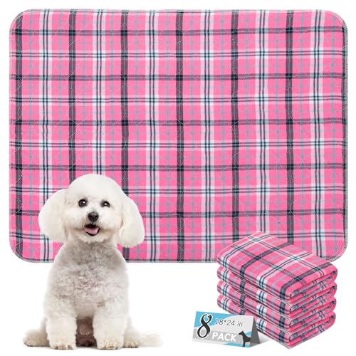ESGPET 8 Stück waschbare Urini-Pads für Hunde, wiederverwendbare Welpenunterlagen (45,7 x 61 cm), rutschfeste Hunde-Pinkelunterlage, Welpen-Trainingspads für saugfähige und geruchsbekämpfende von ESGPET