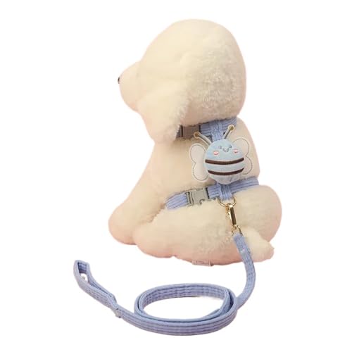 DCNIYT Ausbruchsicheres Katzengeschirr und Leine, Set, verstellbares Netz-Hundegeschirr, Weste, Welpen, Haustier, Spazierengehen, Leine, kleine Hunde, Katzen, Kätzchen (Blau, M) von ESMENATZLS