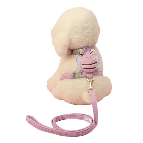 DCNIYT Ausbruchsicheres Katzengeschirr und Leine, Set, verstellbares Netz-Hundegeschirr, Weste, Welpen, Haustier, Spazierengehen, Leine, kleine Hunde, Katzen, Kätzchen (Violett, M) von ESMENATZLS