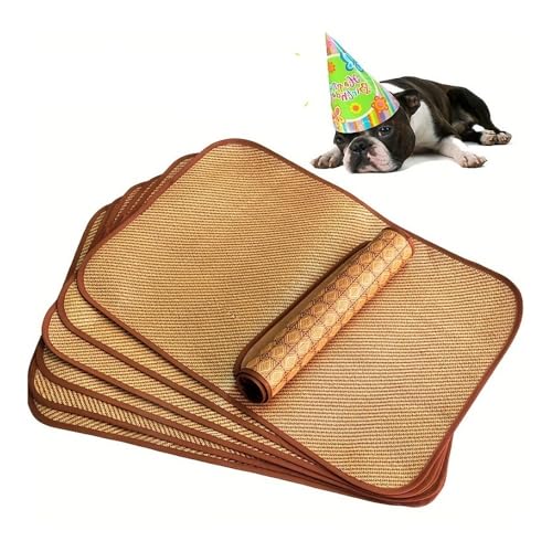 ESMENATZLS Haustier-Hundematte, Kühlmatte, Haustier-Bodenmatte, Sommermatte, Katzen-Hunde-Schlafmatte, Rattan-Matte (40 cm rund) von ESMENATZLS