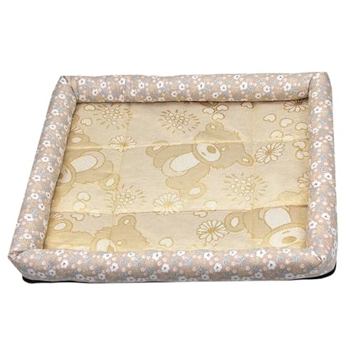 ESMENATZLS Sommer-Hundematte, kühlende Sommermatte, Haustierbett, Eiskissen, Schlafnest für Hundebett, Katzenkissen, Eisseide, kühle Haustiermatte (Khaki, L) von ESMENATZLS