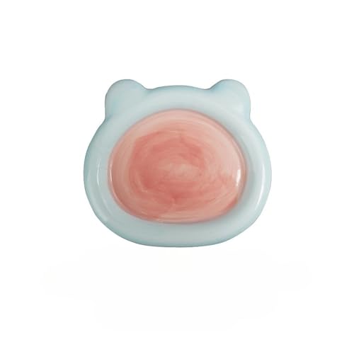 Futternapf für Haustiere, Katzennapf, niedlich, Cartoon, Trinkwasser, Futternapf, Keramik, Katzenfutter, Hundefutter, Utensilien, Zubehör (Blaubär, S, 15 x 15 cm) von ESMENATZLS