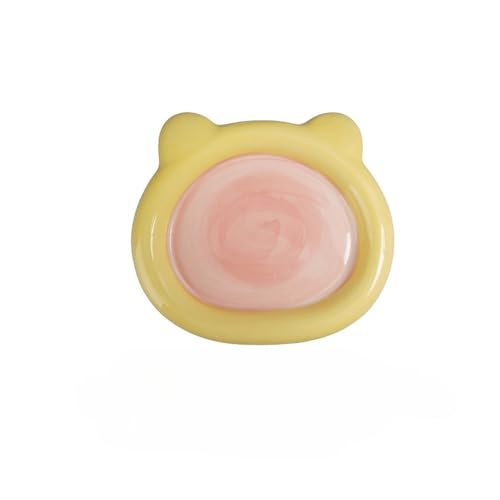 Futternapf für Haustiere, Katzennapf, niedlich, Cartoon, Trinkwasser, Futternapf, Keramik, Katzenfutter, Hundefutter, Utensilien, Zubehör (gelber Bär, S, 15 x 15 cm) von ESMENATZLS