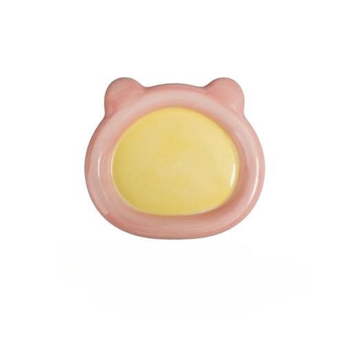 Futternapf für Haustiere, Katzennapf, niedlich, Cartoon, Trinkwasser, Futternapf, Keramik, Katzenfutter, Hundefutter, Utensilien, Zubehör (rosa Bär, S, 15 x 15 cm) von ESMENATZLS