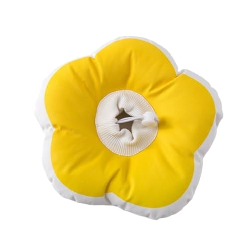 Katzenhalsband aus Baumwolle mit Blumenmuster, schützt vor Bissen für kleine Hunde, elisabethanisches Halsband, schützender Halsring (Gelb, M) von ESMENATZLS