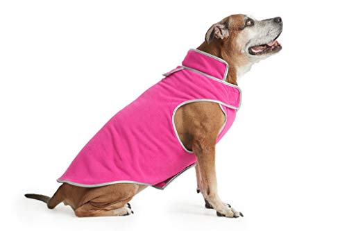 ESPAWDA Polarschutz Hundemantel, Easy-On Klettverschluss, Kaltes Wetter Warm Fleece, Verstellbare Hundejacke Weste Pullover für kleine Hunde, mittelgroße Hunde und große Hunde (2X-Large, Hot Pink) von ESPAWDA