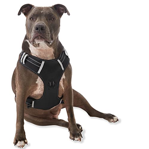 Espawda Gepolstertes Komfortgeschirr mit No Pull Design für kleine Hunde, mittelgroße Hunde und große Hunde (groß, schwarz) von ESPAWDA