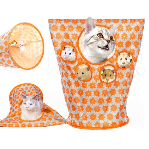 Cat Tunnel Bag,Pet Cat Play Tunnel Toy,Crinkle Paper Collapsible Cat Drill Bag,Cat Tube Tunnel Bored Cat Pet Toys,Cat Self Interactive Toys,Cat Self Interactive Toys with Plush Ball (1PCS-C) von ESPRY