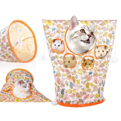 Cat Tunnel Bag,Pet Cat Play Tunnel Toy,Crinkle Paper Collapsible Cat Drill Bag,Cat Tube Tunnel Bored Cat Pet Toys,Cat Self Interactive Toys,Cat Self Interactive Toys with Plush Ball (1PCS-E) von ESPRY