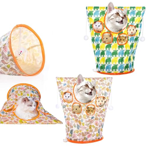 Cat Tunnel Bag,Pet Cat Play Tunnel Toy,Crinkle Paper Collapsible Cat Drill Bag,Cat Tube Tunnel Bored Cat Pet Toys,Cat Self Interactive Toys,Cat Self Interactive Toys with Plush Ball (2PCS-B) von ESPRY
