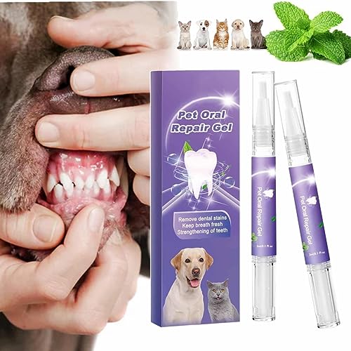 ESPRY Pet Oral Repair Gel Pen, Haustier Oral Wiederherstellung Whitening Gel, Pet Brush Free Oral Gel für Haustiere, Pet Teeth Oral Care Gel für die Beseitigung von Mundgeruch (2PC) von ESPRY