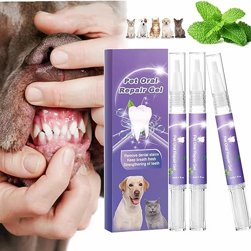 ESPRY Pet Oral Repair Gel Pen, Haustier Oral Wiederherstellung Whitening Gel, Pet Brush Free Oral Gel für Haustiere, Pet Teeth Oral Care Gel für die Beseitigung von Mundgeruch (3PC) von ESPRY