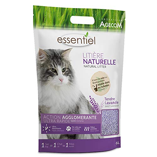 Essentiel Katzentoilette, natürliches Agglomerat, Soja, Lavendel, 6 l von Laboratoire Agecom