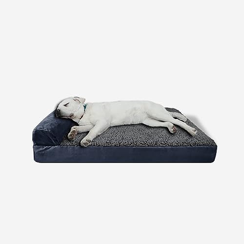 ESSONIO Hundebett Luxus Orthopädische Baumwolle Wolle Memory Foam Abnehmbarer Bezug Waschbar rutschfeste Unterseite für Große Mittlere Kleine Hund Mit Einem Gewicht Von weniger als 50KG XL Marineblau von ESSONIO