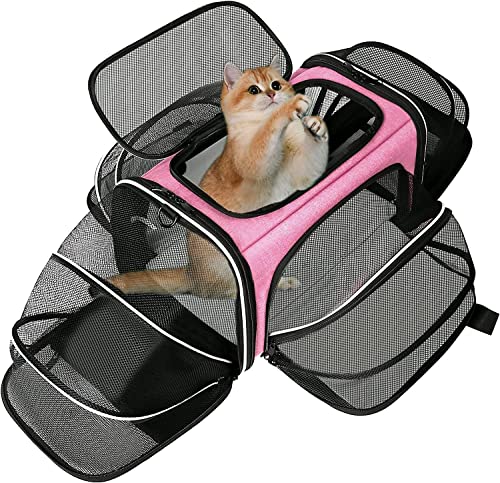 Estarer Haustiertasche Haustierträger für Katze und Kleine Hunde im Auto, Fugzeug oder in der Bahn, pink von ESTARER
