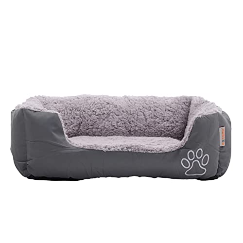 ESTEXO Hundebett Hundekissen Haustierbett Hundekorb Tierbett Hundesofa Dunkelgrau/Grau 50x37x17 cm von ESTEXO