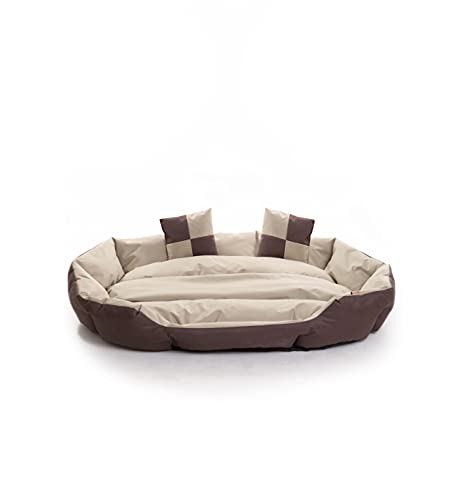 ESTEXO Hundebett Hundekissen Hundekorb Haustierbett Katze Matte Hundesofa Anti-Rutsch Dunkelbraun/Beige 110x80x23 cm von ESTEXO