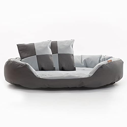 ESTEXO Hundebett Hundekissen Hundekorb Haustierbett Katze Matte Hundesofa Anti-Rutsch Grau/Hellgrau 110x80x23 cm von ESTEXO