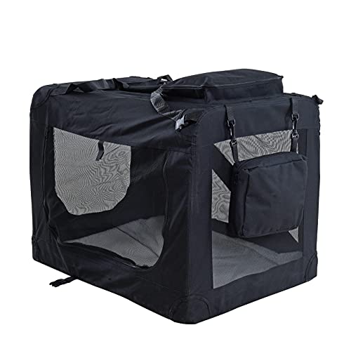 ESTEXO Hundebox Hundetransportbox Transportbox faltbar Reisebox Katzenbox Box Transporttasche Tierbox Katzentransportbox Autobox (XL/Schwarz) von ESTEXO