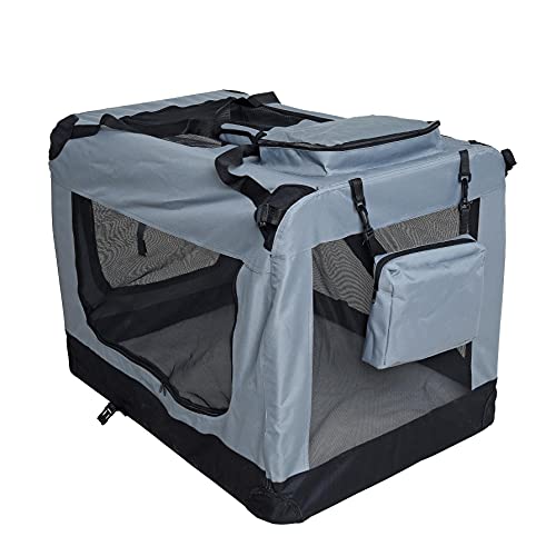 ESTEXO Hundebox Hundetransportbox Transportbox faltbar Reisebox Katzenbox Box Transporttasche Tier-Box Katzentransportbox Autobox (XXL/Grau) von ESTEXO