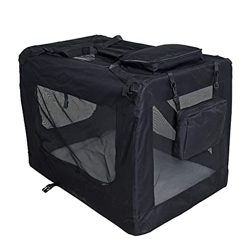 ESTEXO Hundebox Hundetransportbox Transportbox faltbar Reisebox Katzenbox Box Transporttasche Tierbox Katzentransportbox Autobox (XXL/Schwarz) von ESTEXO